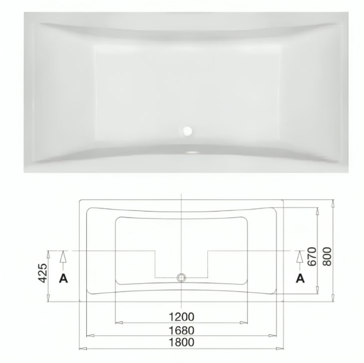 Luxury Square Double Ended Bath 1800MM x 800MM - Image 3