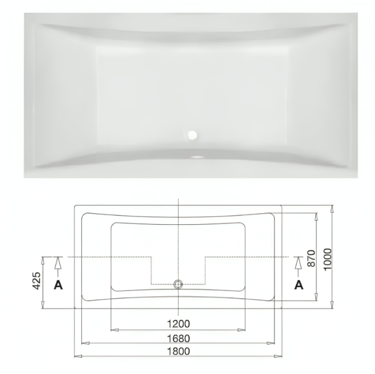 Luxury Double Ended Bath 1800MM x 1000MM - Image 3