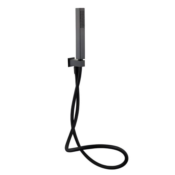 Square Matt Black Outlet Elbow with Parking Bracket, Flex & Handset
