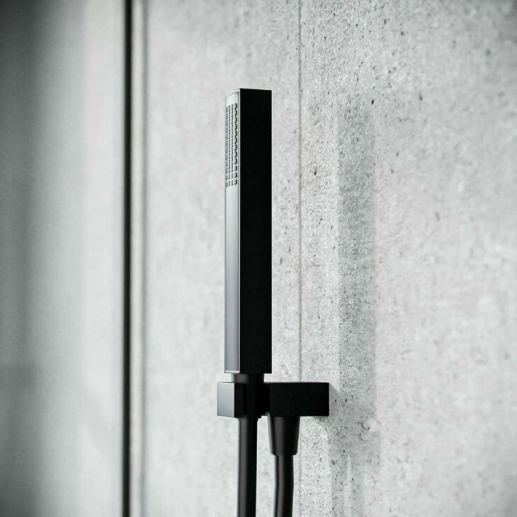 Square Matt Black Outlet Elbow with Parking Bracket, Flex & Handset - Image 2