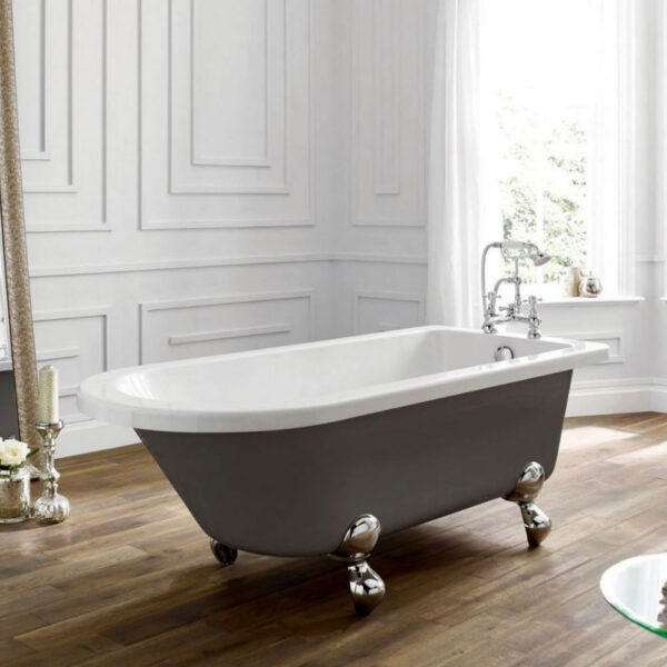 Dove Grey Bentham 1700 x 750mm Freestanding Bath - Chrome Ball & Claw
