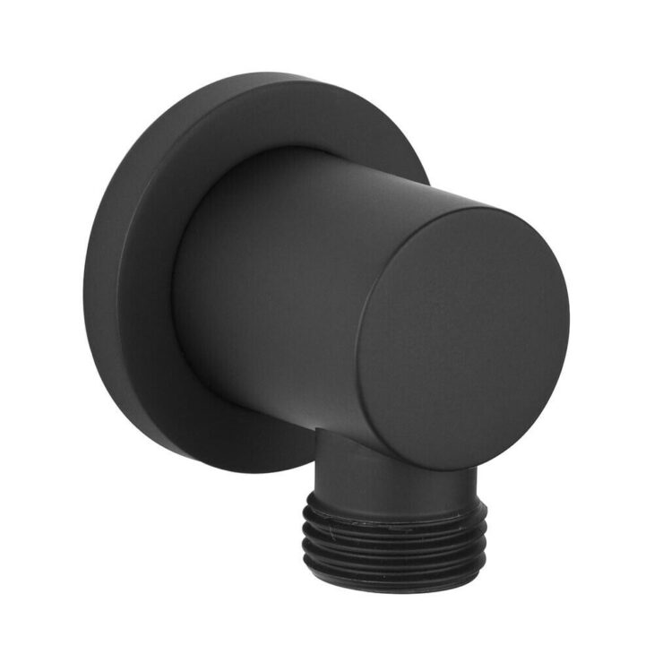 Round Matt Black Shower Outlet Elbow
