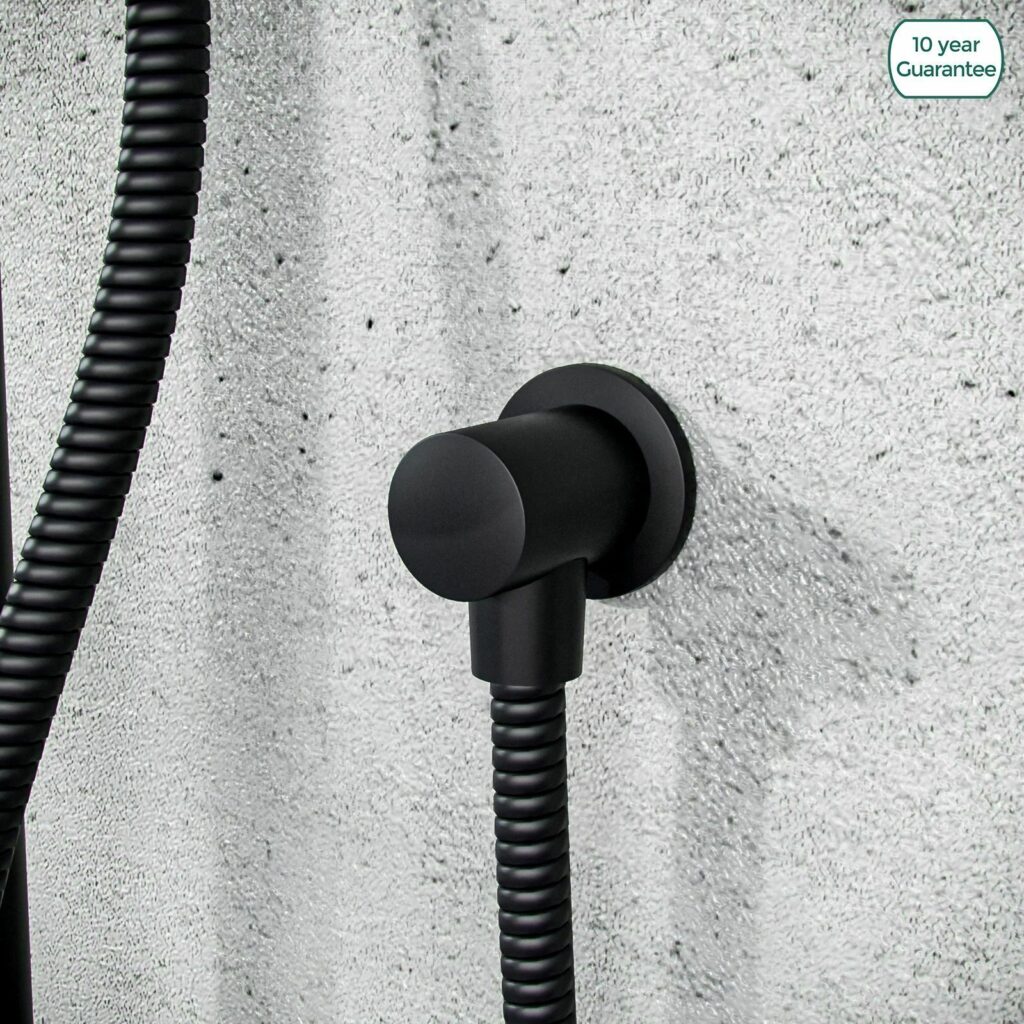 Round Matt Black Shower Outlet Elbow - Image 2