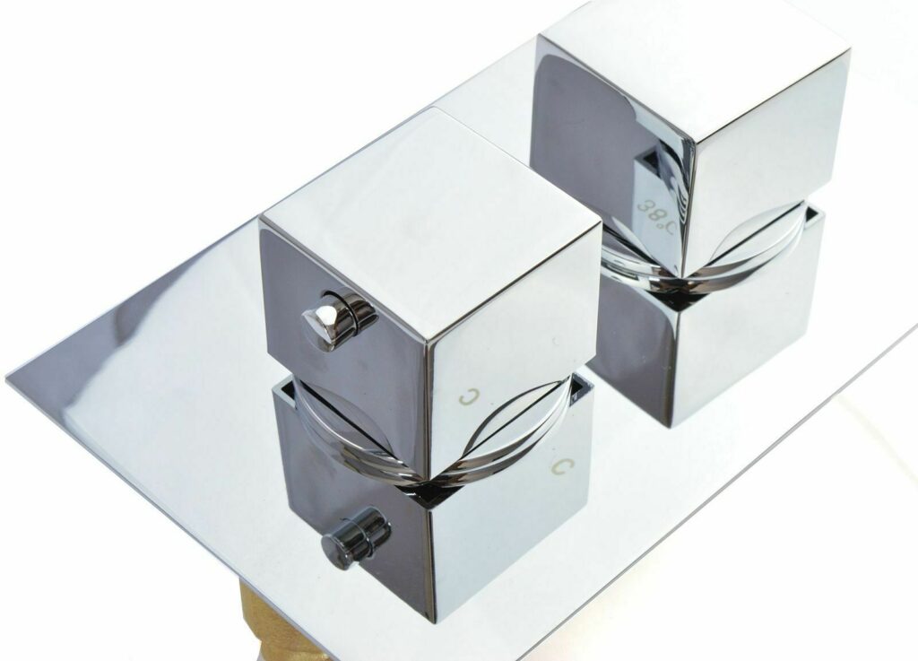 Chrome Square Concealed Shower Valve 2 Way 2 Dials - Image 2