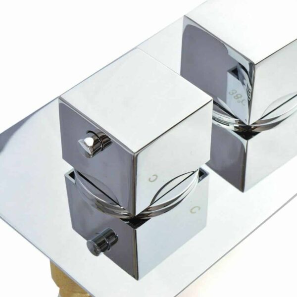 Chrome Square Concealed Shower Valve 2 Way 2 Dials - Image 2