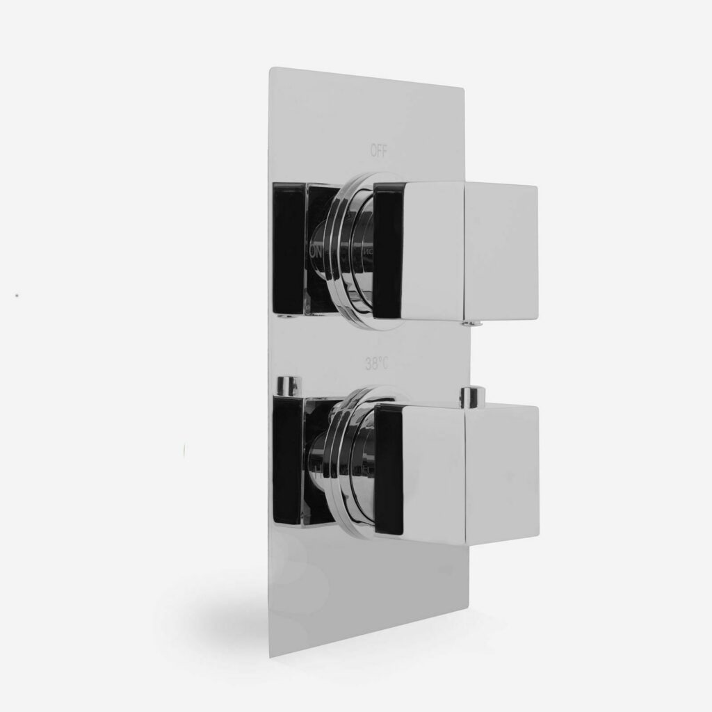 Square Chrome Concealed Thermostatic Shower Valve 1 Way - Image 2