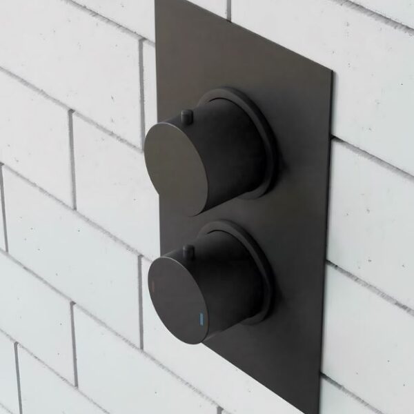 Matt Black Twin Concealed Round Shower Valve 2 Way - Image 3