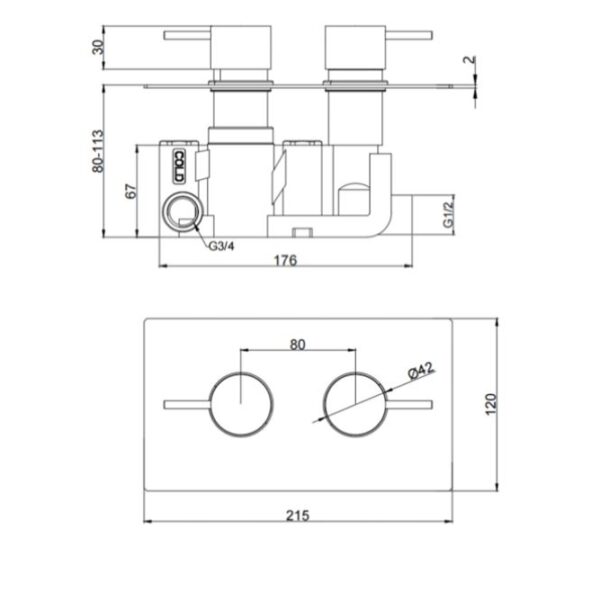 K-VIT Round 1 way Concealed Shower Valve 2 Dials - Image 4