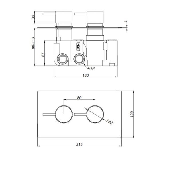 K-VIT Round 2 way Concealed Shower Valve - Image 3