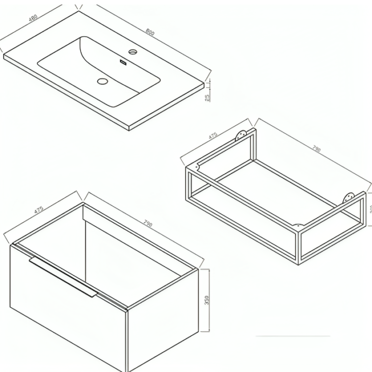 Aqua Sognare 800 Wall Hung Vanity Unit With LED Lights - Image 4