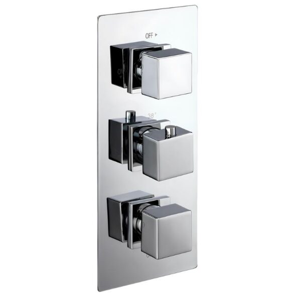 Square 2 Way Shower Valve Chrome 3 Dials