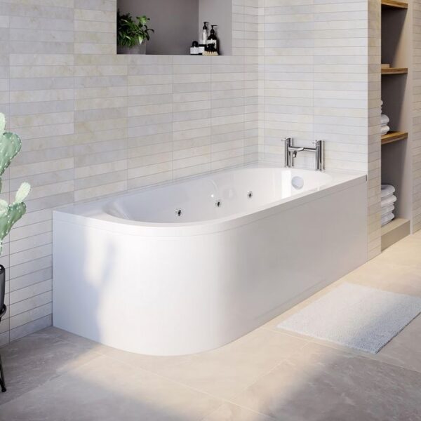 Jersey J Shaped Whirlpool Bath And Panel - Image 2