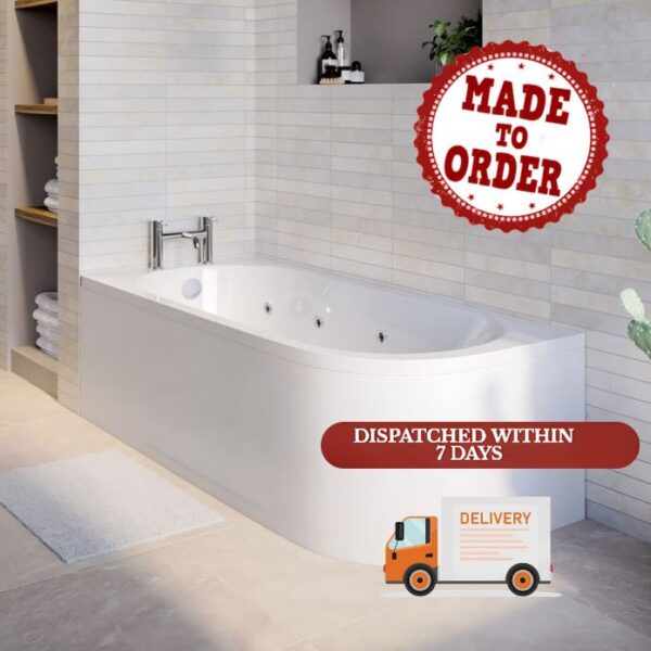 Jersey J Shaped Whirlpool Bath And Panel - Image 3