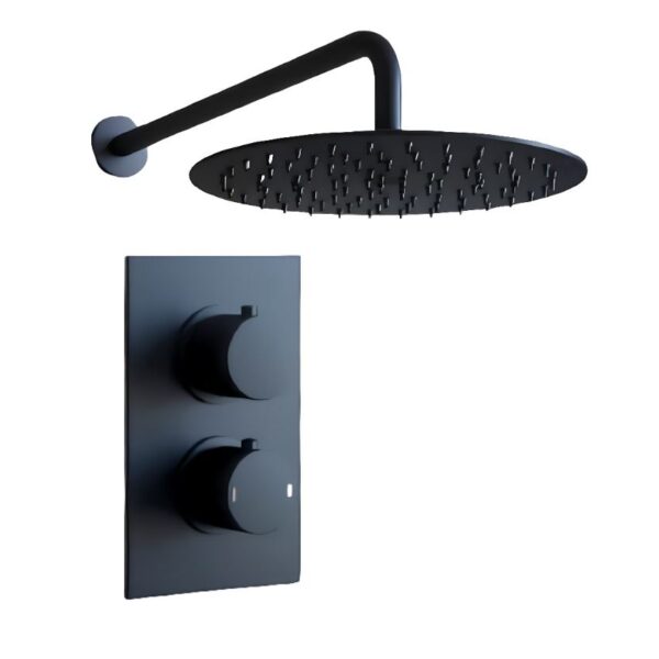 Mono Matt Black Wall Mounted Concealed Shower Mixer Tap 250mm