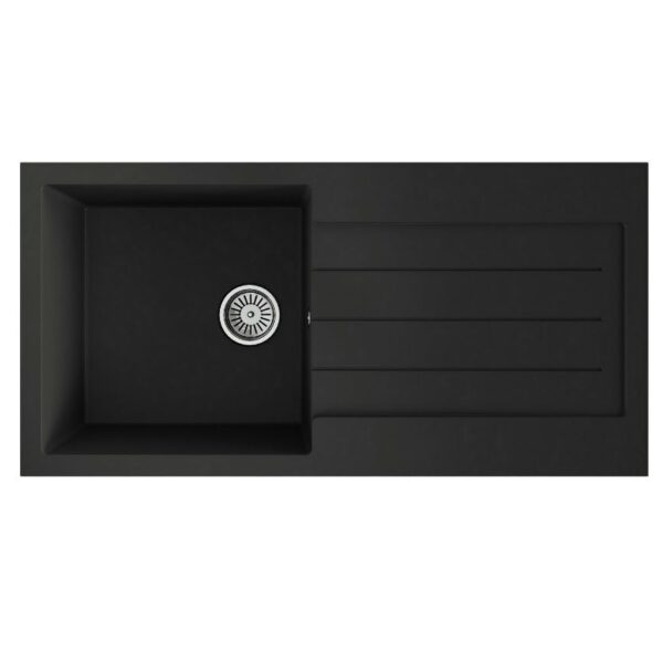 Ellsi Comite Single Bowl Inset 1000 x 500 Matt Black Reversible Kitchen Sink