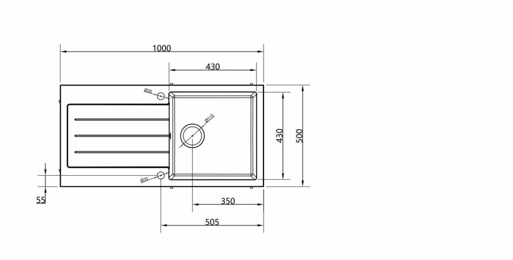 Ellsi Comite Single Bowl Inset 1000 x 500 Matt Black Reversible Kitchen Sink - Image 4