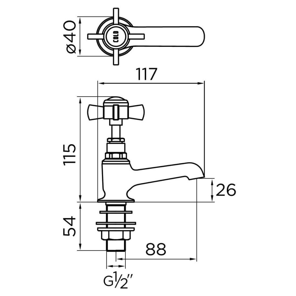 Niagara Bayswater Pair Of Basin Pillar Taps Chrome - Image 2