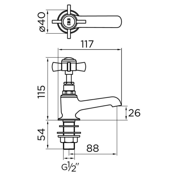 Niagara Bayswater Pair Of Basin Pillar Taps Chrome - Image 2