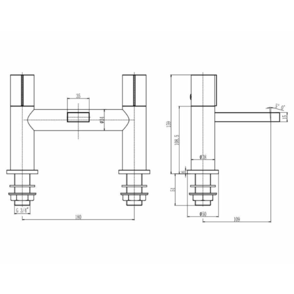 Dirock Bath Filler Tap - Matt Black - Image 3