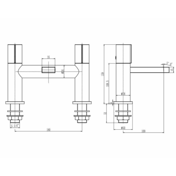 Dirock Bath Shower Mixer - Black - Image 3
