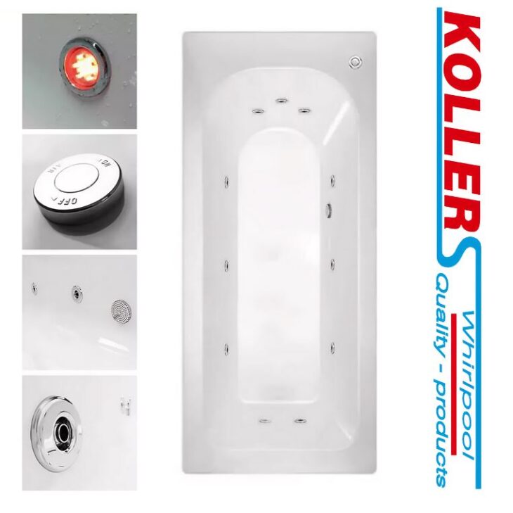 Koller Round Single Ended Whirlpool Bath 1600mm x 700mm 6-8-11 Jets & Lights