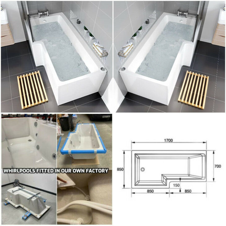 Koller 1700 L Shape Whirlpool Bath, Screen And Front Panel 6-8-11 Jets & Lights - Image 4