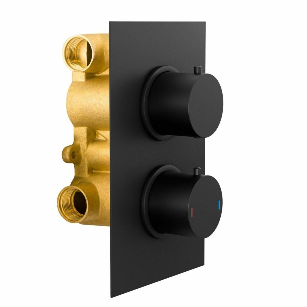 Mono Matt Black Wall Mounted Concealed Shower Mixer Tap 250mm - Image 3