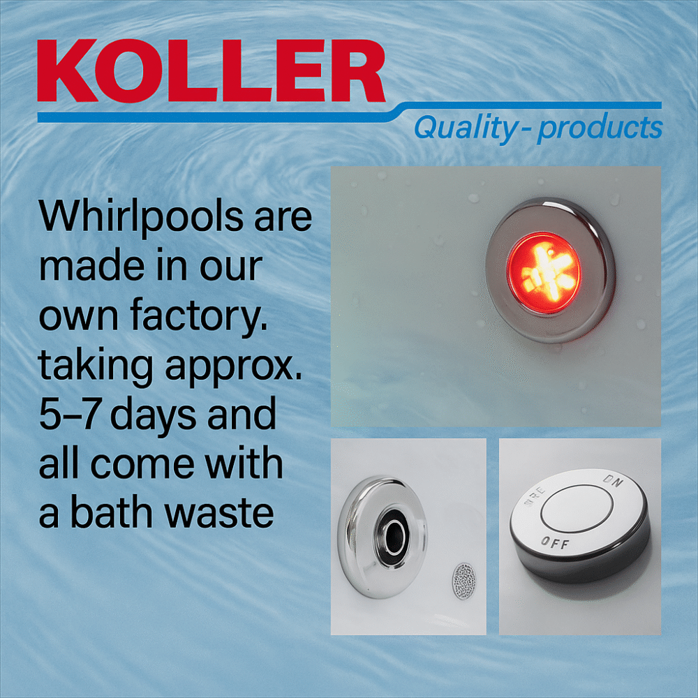 Koller 1800 L Shape Whirlpool Bath, Screen And Front Panel 6-8-11 Jets & Lights - Image 14