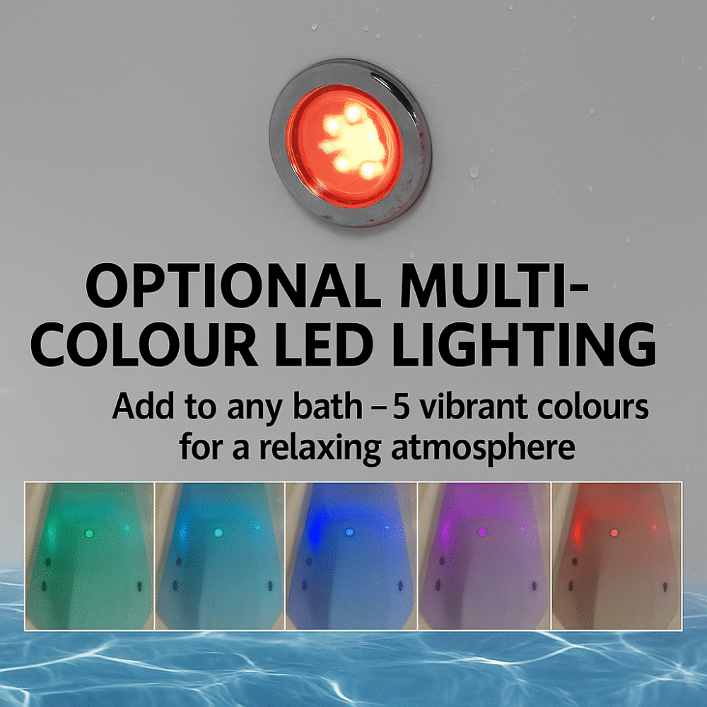 Koller 1800 L Shape Whirlpool Bath, Screen And Front Panel 6-8-11 Jets & Lights - Image 9