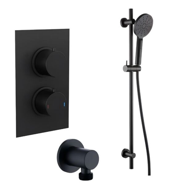 Mono Matt Black Round Slide Rail Kit With Multi-Function Shower Handset