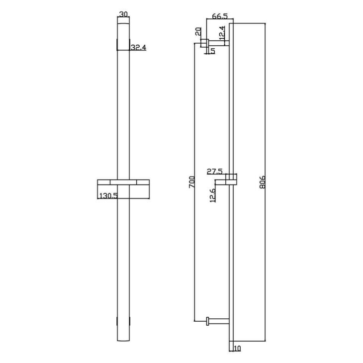 Mono Matt Black Round Slide Rail Kit With Multi-Function Shower Handset - Image 7
