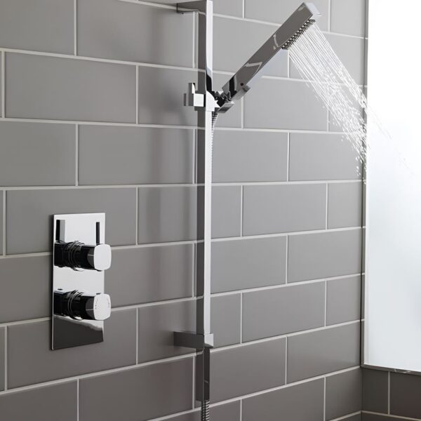 Modern Square Slide Rail Shower Kit with Hose - Image 2