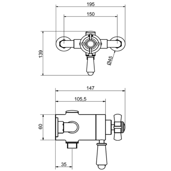 Klassique Crosshead Thermostatic Shower Valve - Chrome - Image 2