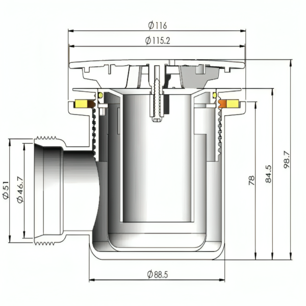 90mm Fast Flow Chrome Shower Tray Waste - Image 2