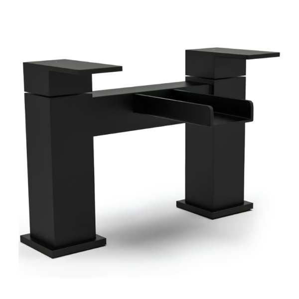 Modern Waterfall Mono Square Waterfall Bath Filler - Black