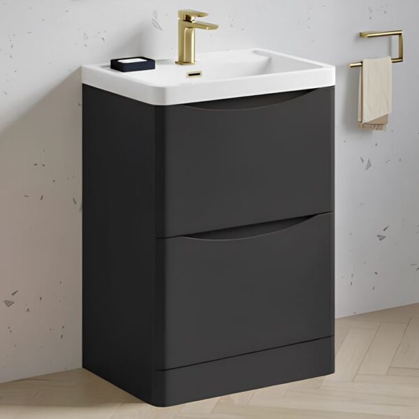 Bali Floor Standing Vanity Unit 600mm - Anthracite - Image 2