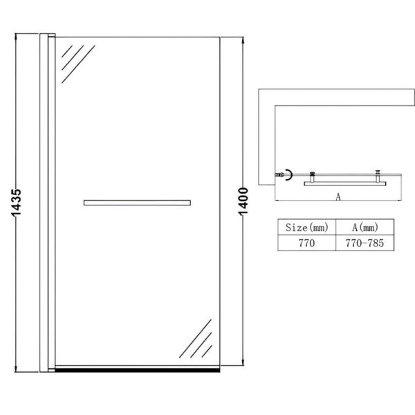 Matt Black Hinged Bath Screen With Towel Rail - Image 4