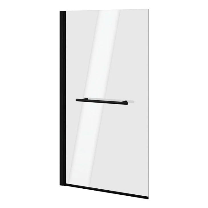 Matt Black Hinged Bath Screen With Towel Rail - Image 2
