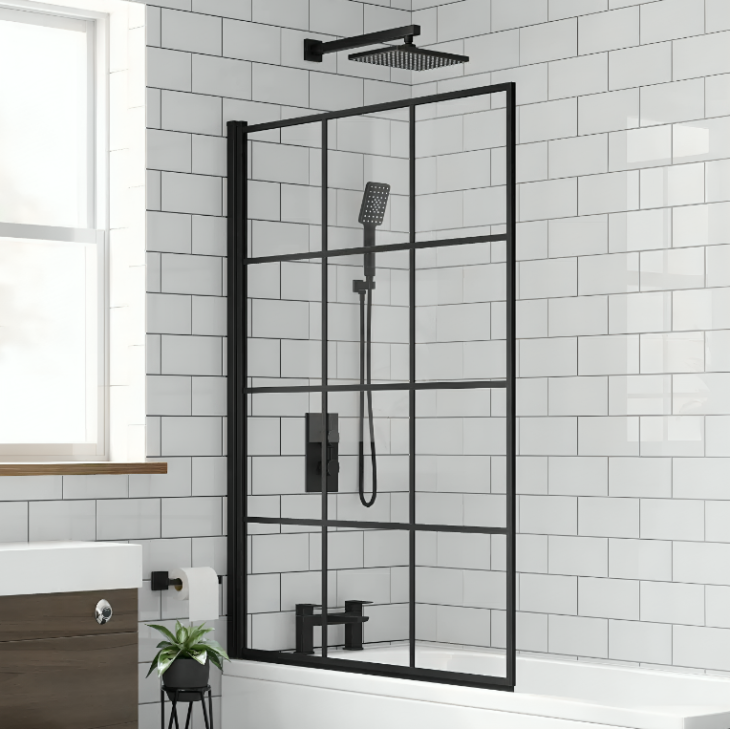 Hinged Krittal Glass Bath Screen