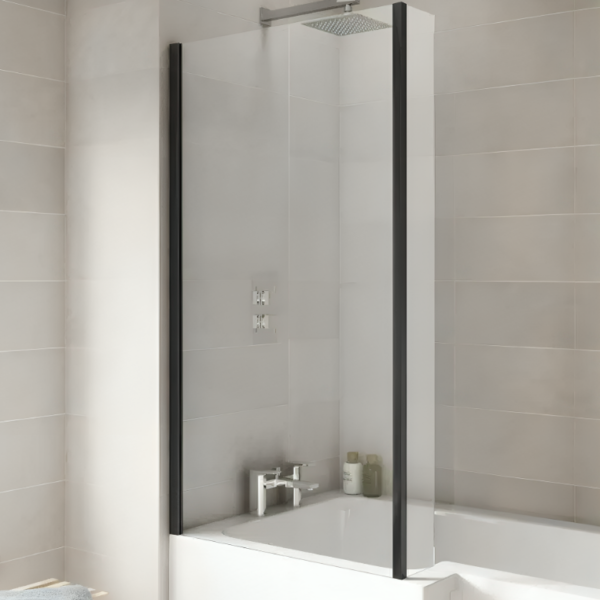 L Shape Bath Screen With Matt Black Profile