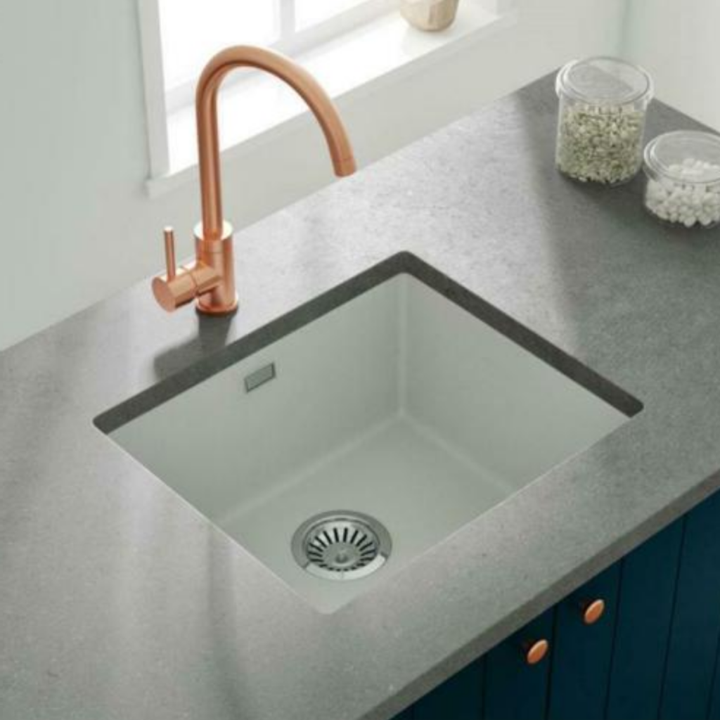 Ellsi Comite Undermounted-Inset Sink 440x440x205 Matt White Kitchen Sink - Image 2