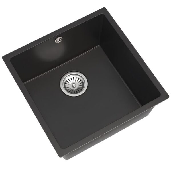 Ellsi Comite Matt Black 1.0 Bowl Inset or Undermount Kitchen Sink 440mm & Waste