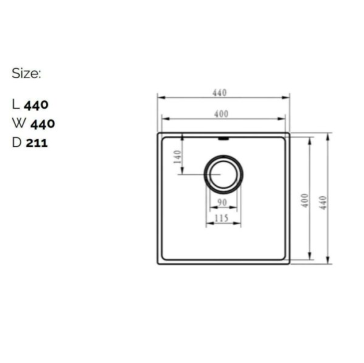 Ellsi Comite Undermounted-Inset Sink 440x440x205 Matt White Kitchen Sink - Image 5