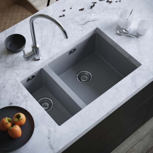 Ellsi Comite 1.5 Undermounted-Inset Sink 670x440x200 Matt Grey Kitchen Sink - Image 2