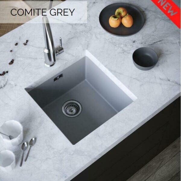 Ellsi Comite Undermounted-Inset Sink 440x440x205 Matt Grey Kitchen Sink - Image 2