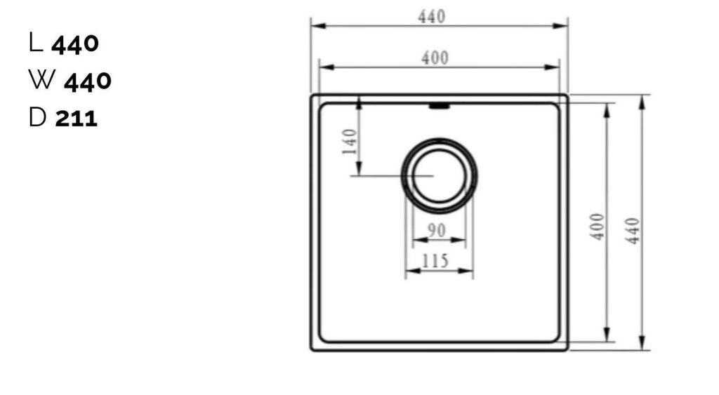 Ellsi Comite Undermounted-Inset Sink 440x440x205 Matt Grey Kitchen Sink - Image 4