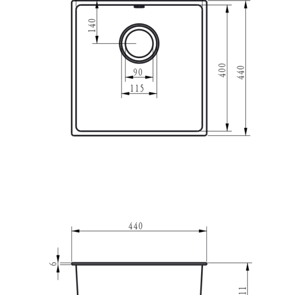Ellsi Comite Matt Black 1.0 Bowl Inset or Undermount Kitchen Sink 440mm & Waste - Image 3