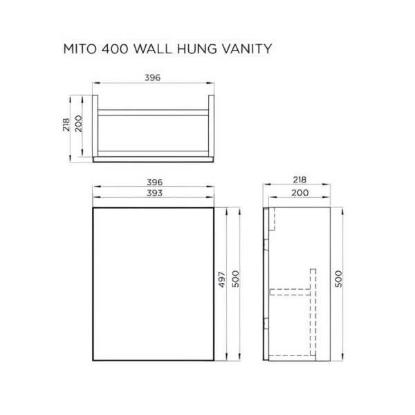 Elation Mito Anthracite 400mm Wall Hung Vanity Unit - Image 3