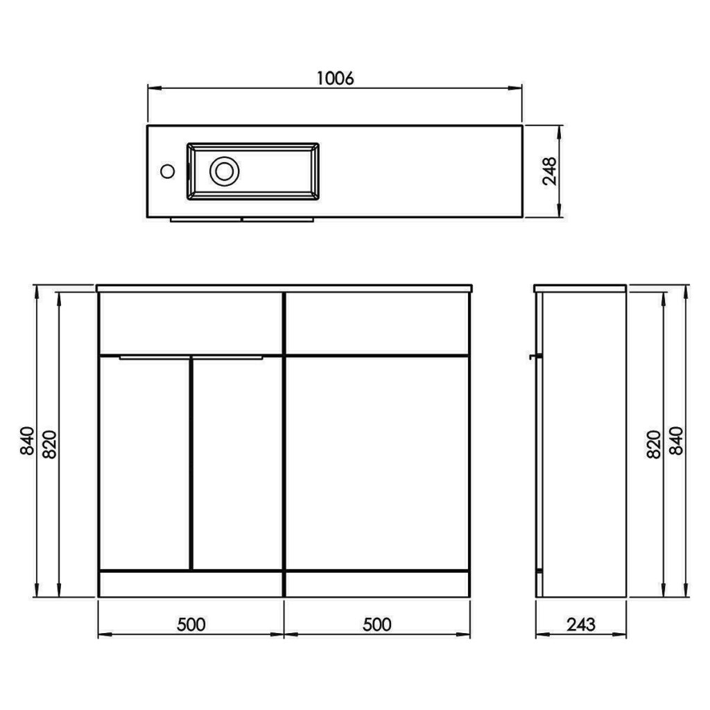 Elation Slimline Combo Gloss White 1010mm - Image 4