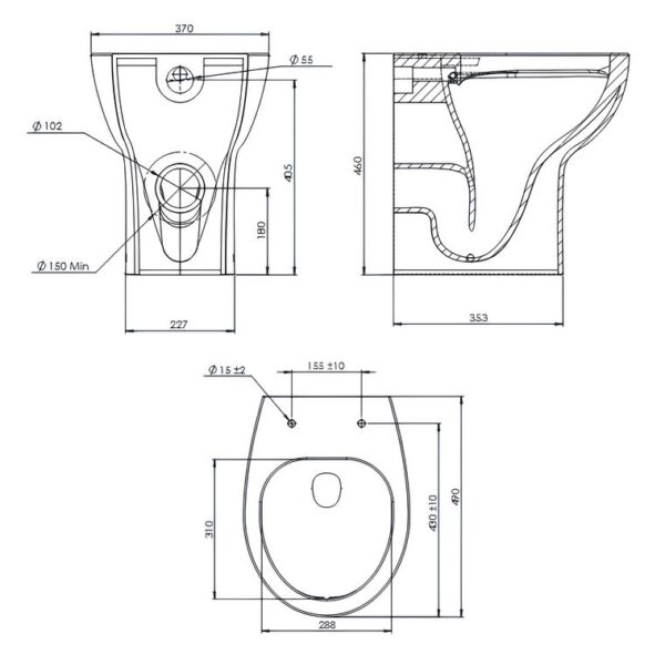 Tavistock Loft Comfort Height Rimless Back To Wall Pan - Image 2